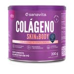 Lata de suplemento Colágeno Skin & Body sabor morango com açaí, com 9g de peptídeos de colágeno.