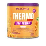Lata de suplemento Thermo Energy pré-treino sabor laranja, 300g, com mix energético concentrado.