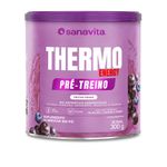 Lata de suplemento Thermo Energy pré-treino sabor frutas roxas, com mix energético concentrado.